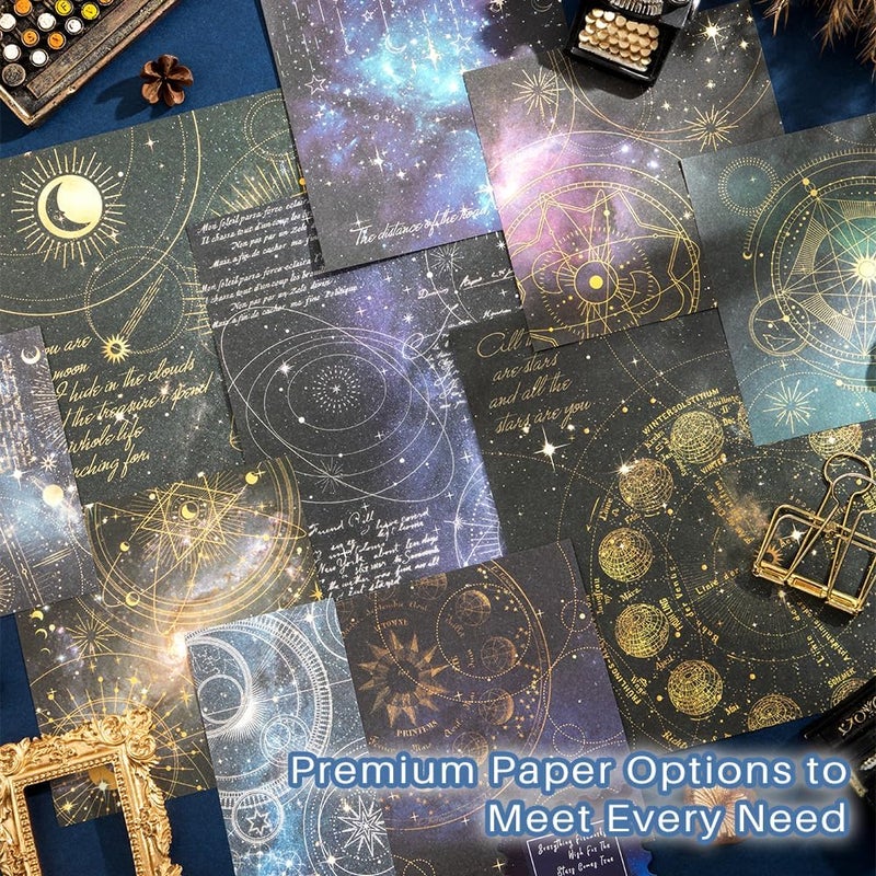 icceemee Scrapbooking Supplies Kit, Blue Starry Sky Scrapbooking Kit for Bullet Junk Journaling, Stationery, A6 Grid Notebook, Flower DIY Journaling Supplies, Birthday Craft Gift for Teen Girls - Image 4